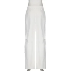 Women Casual Ribbon High Waist Loose Cargo Pants