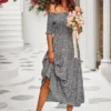 Summer Printed Off Shoulder Casual A-Line Dress