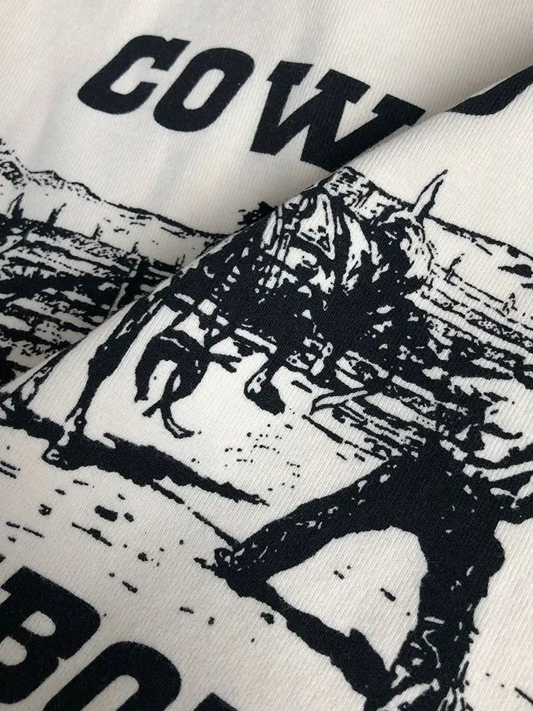 Women Round Neck Letter Printed Crop T-Shirt