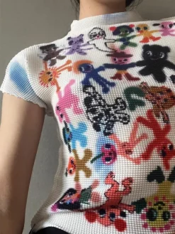 Ladies Print Short Sleeve Graffiti Top