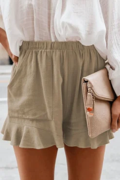 Summer Casual High Waist Pleated Loose Shorts