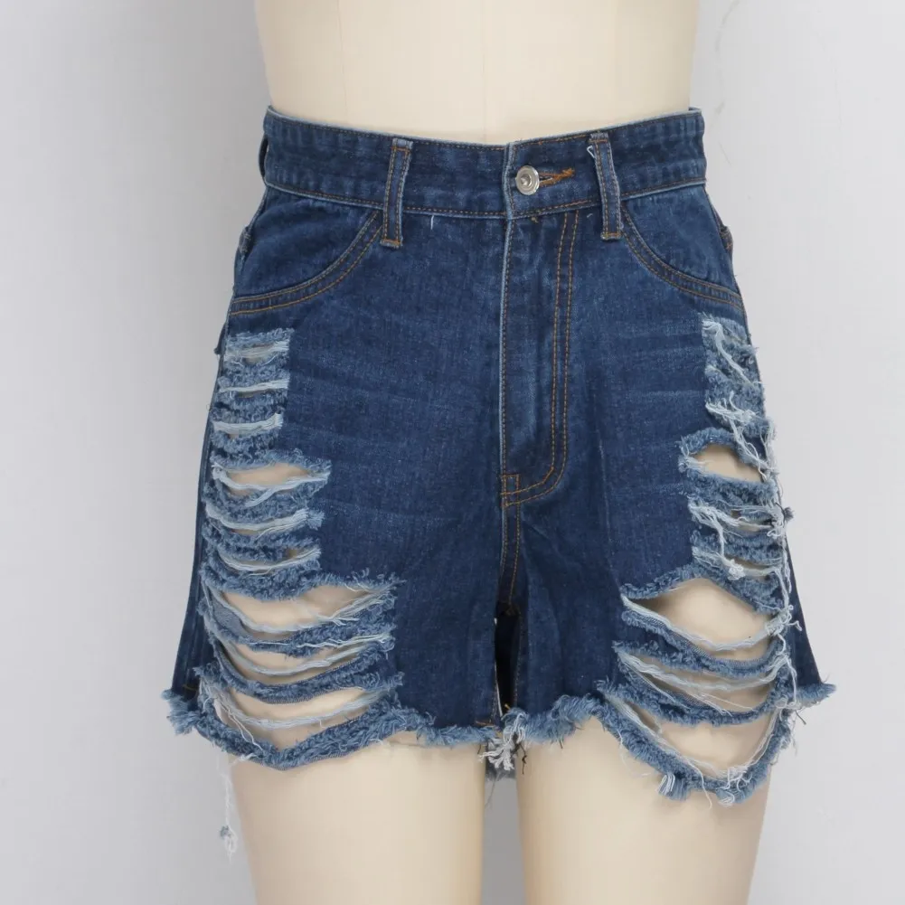 Sexy Ripped High Waist Denim Shorts - Image 8