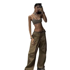 Trendy Street Style Loose Low-Waist Wide-Leg Cargo Pants
