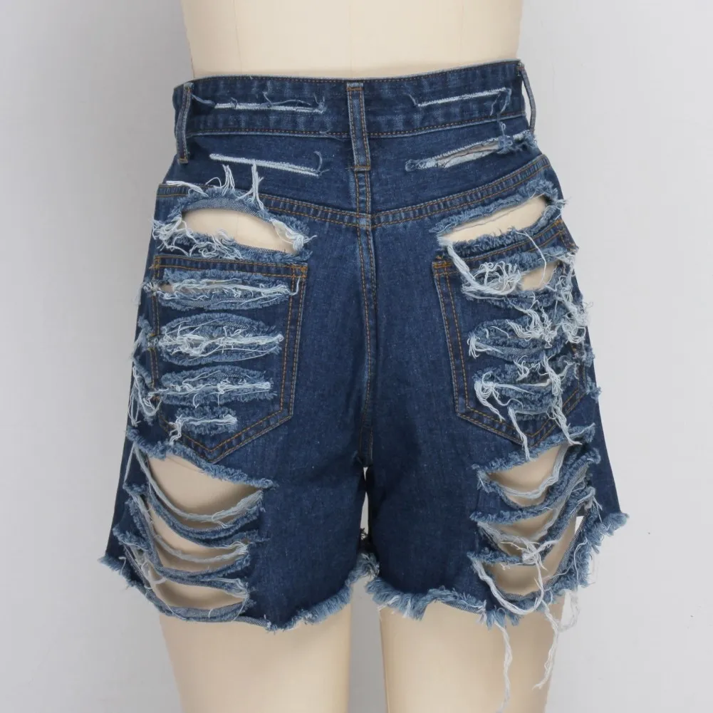 Sexy Ripped High Waist Denim Shorts - Image 9