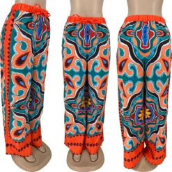 Ladies Fashion Print Loose Casual Trousers