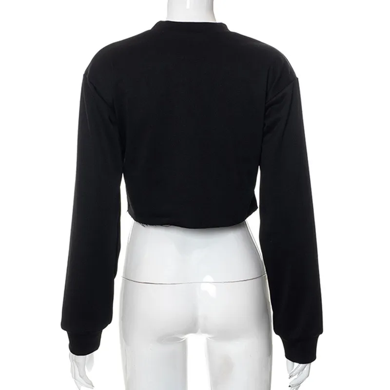 Women's Fall Fashion Round Neck Style Print Casual Street Hoodies T-Shirt - Image 2