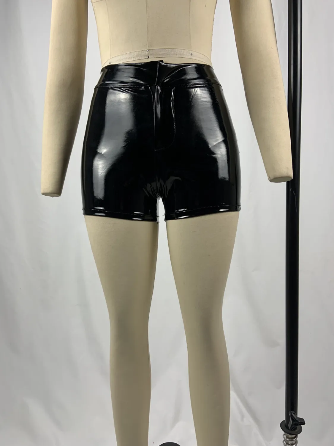 Pu Leather Shorts Solid Color Fashion Sexy Bodycon Plus Size Shorts - Image 3