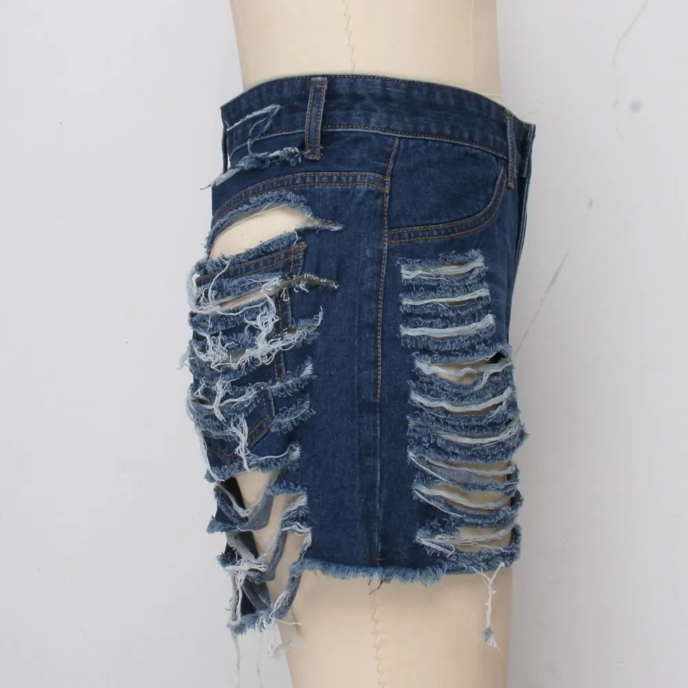 Sexy Ripped High Waist Denim Shorts - Image 4
