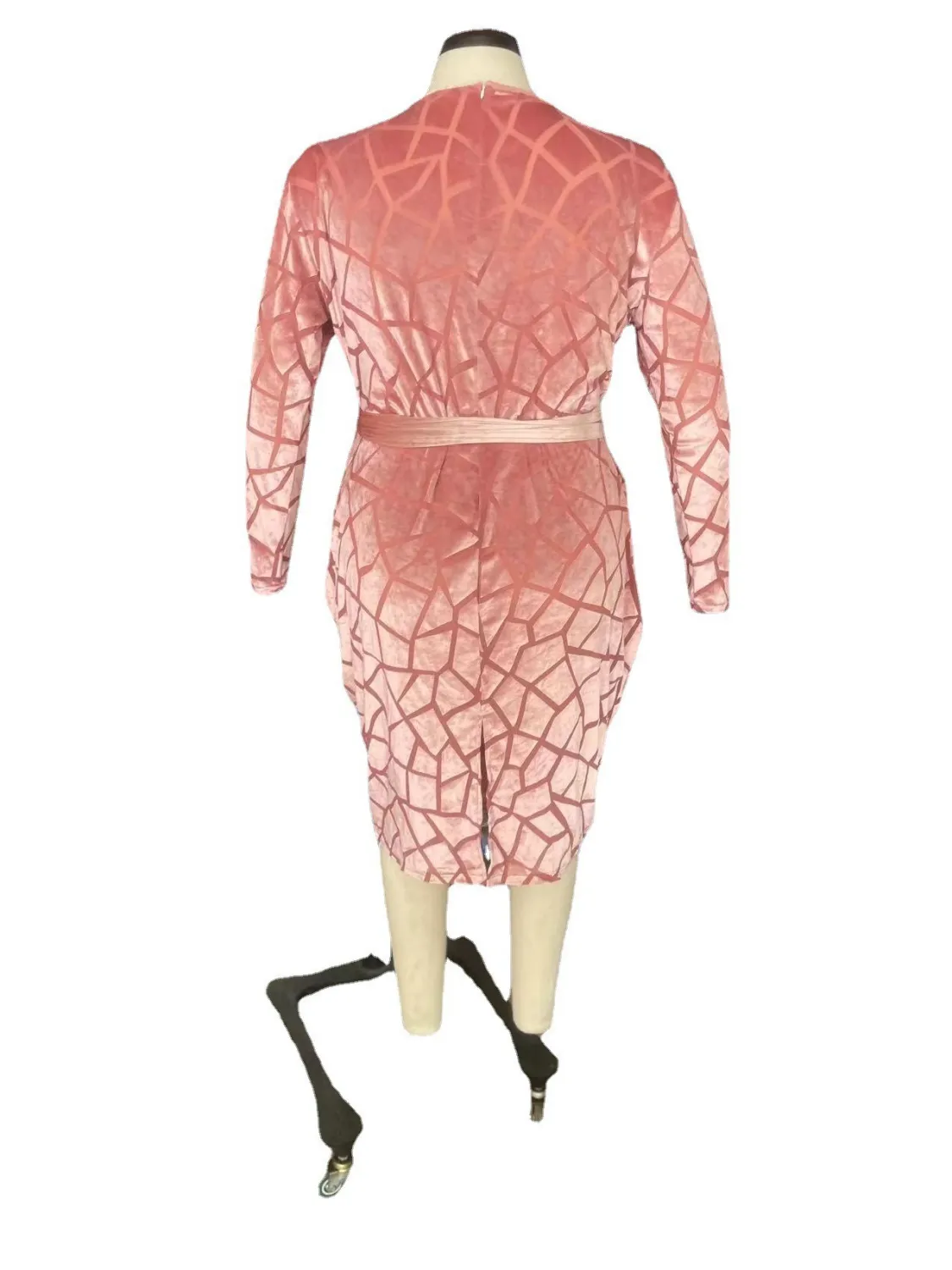 Women's Flocked Long Sleeve V-Neck Nightclub Dress - Image 7