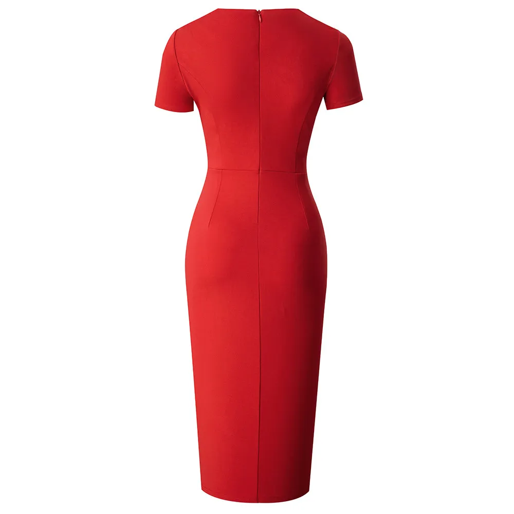Women'S Boutique Chic Elegant Round Neck Fashion Career Bodycon Dress - Image 8