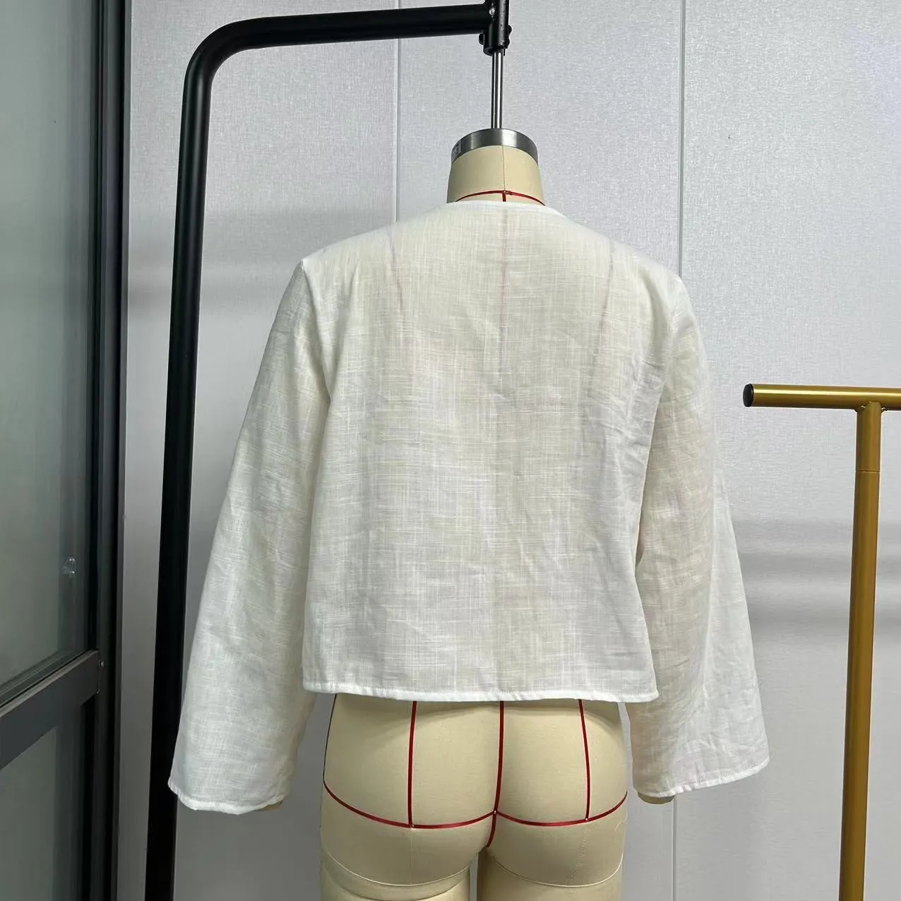 Women's Deep V Bell Bottom Sleeve Lace-Up Tops - Image 8