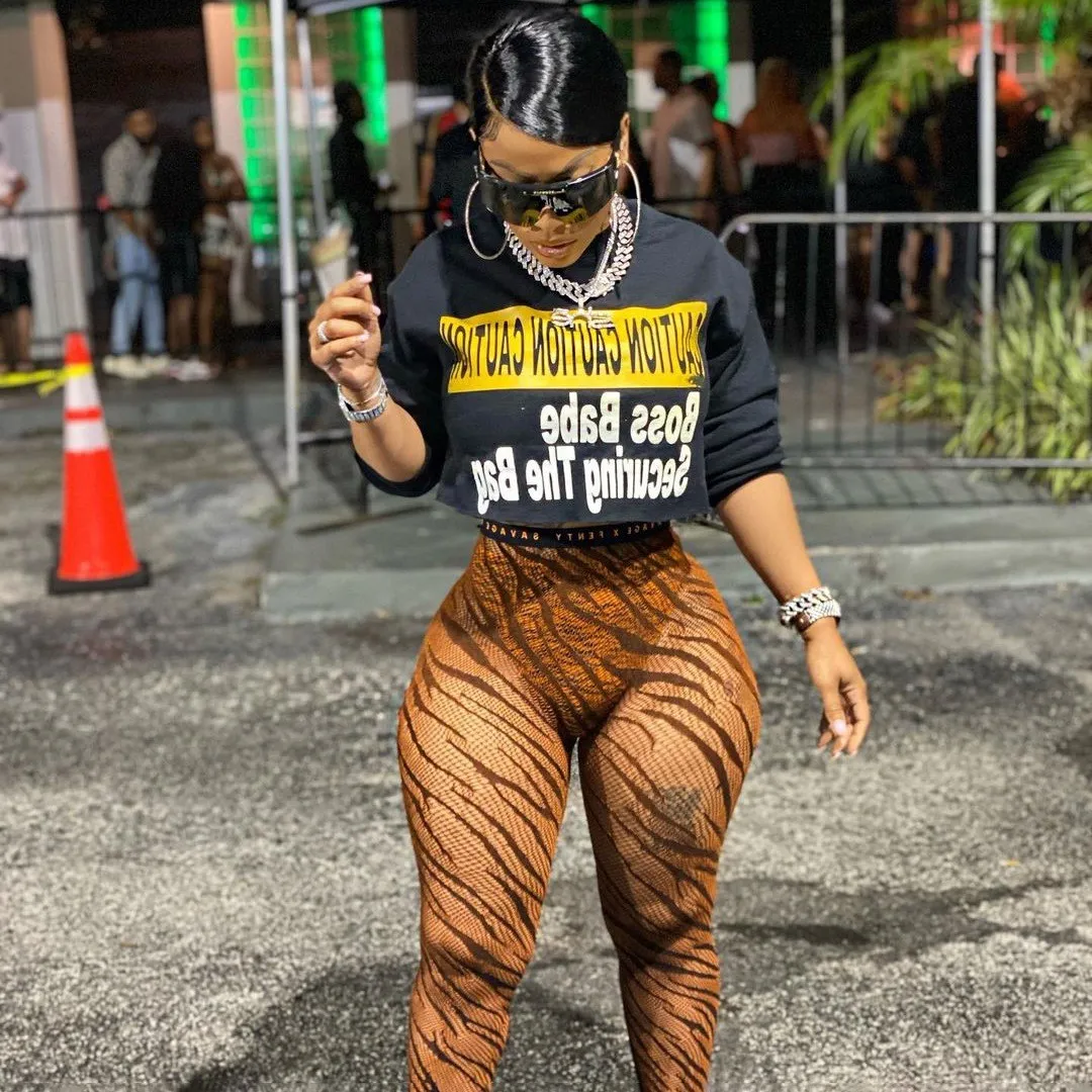 Women's Fall Fashion Round Neck Style Print Casual Street Hoodies T-Shirt - Image 4