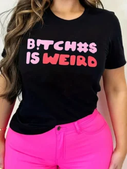 Women Letter Print Short Sleeve T-Shirt