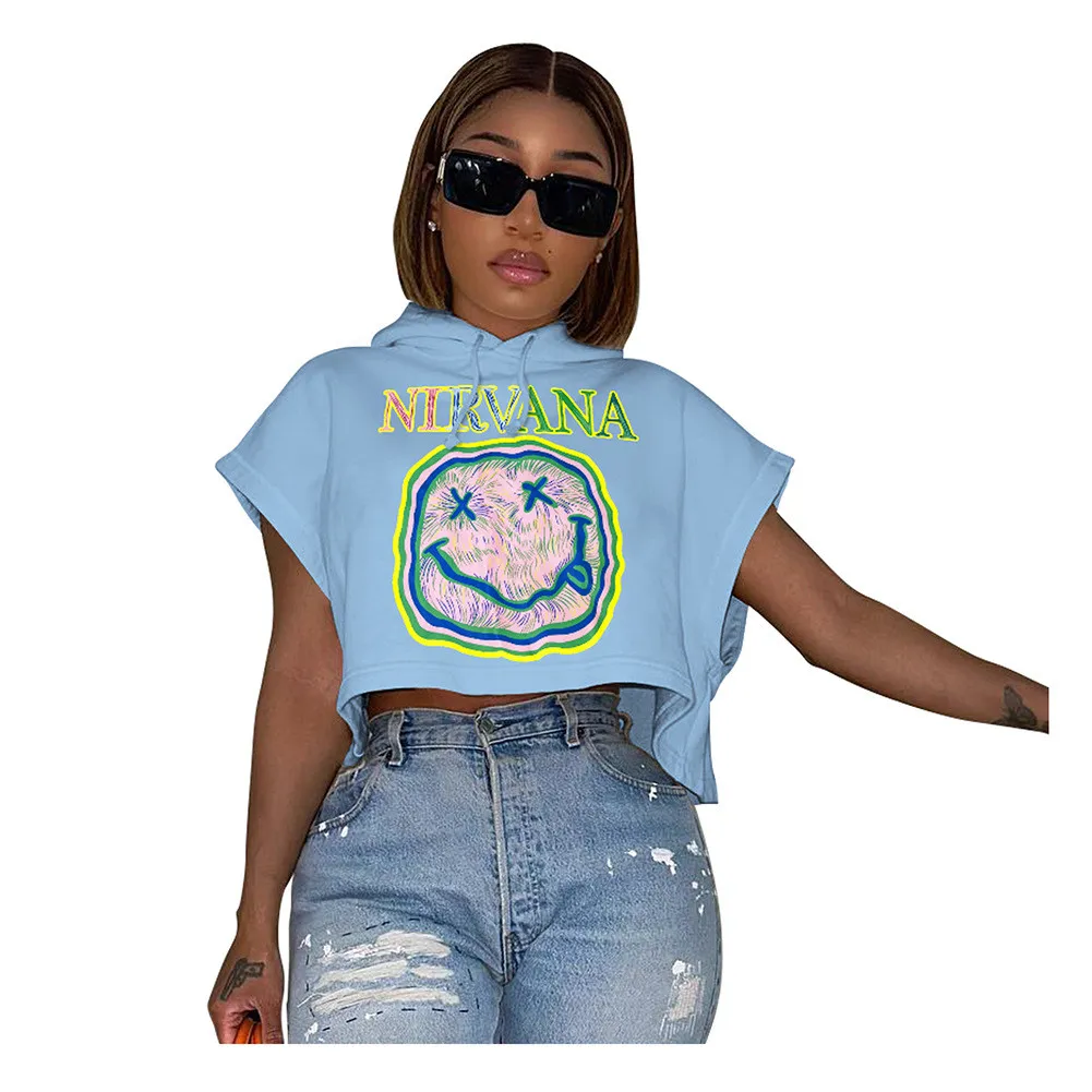 Women Summer Printed Short Sleeve Hooded T-Shirt - Image 9