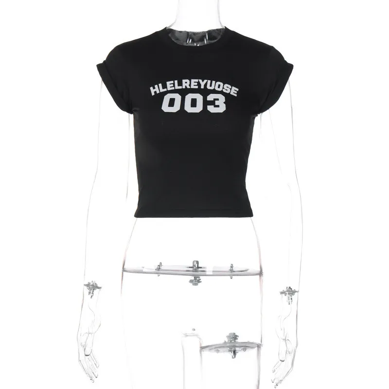 Women Spring Sleeveless Letter Print Crop T-Shirt Top - Image 8