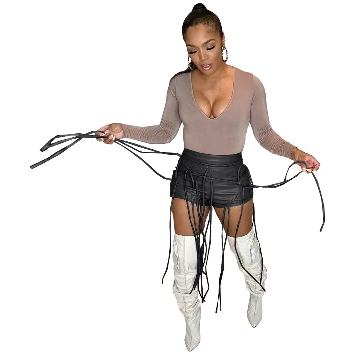 Ladies' Fashion Summer Leather Casual Style Shorts - Image 3