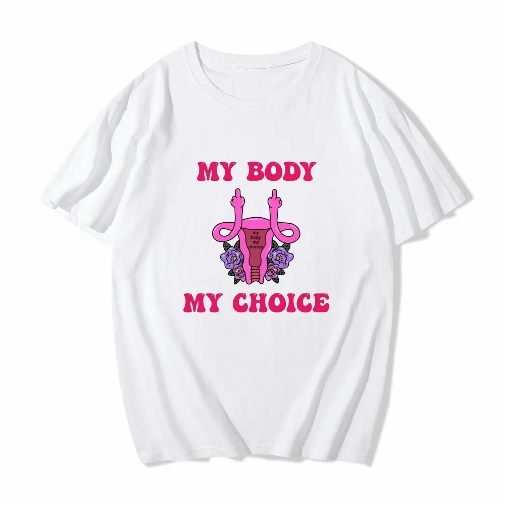 Mind Your Own Utters Anti-Abortion Roe Wade Letter Print Cotton White T-Shirt Plus Size - Image 7