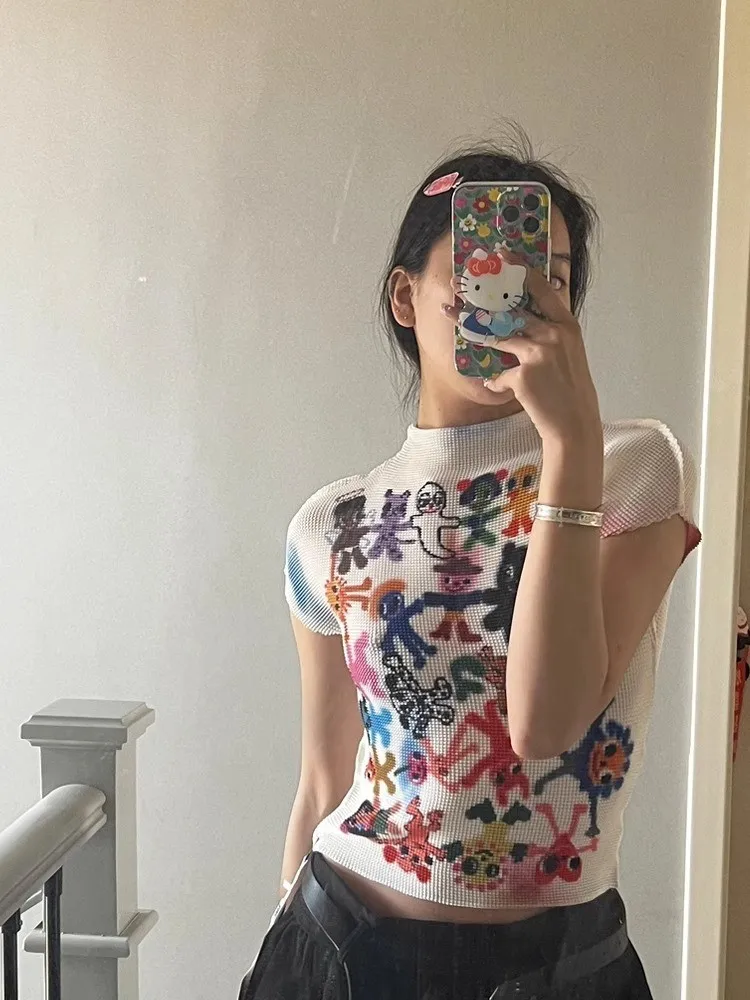 Ladies Print Short Sleeve Graffiti Top - Image 6