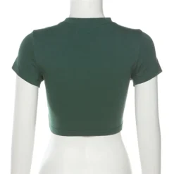 Summer Short American Basics Crop Short Sleeve T-Shirt Y2K Round Neck Embroidered Pullover Basic Ladies Top