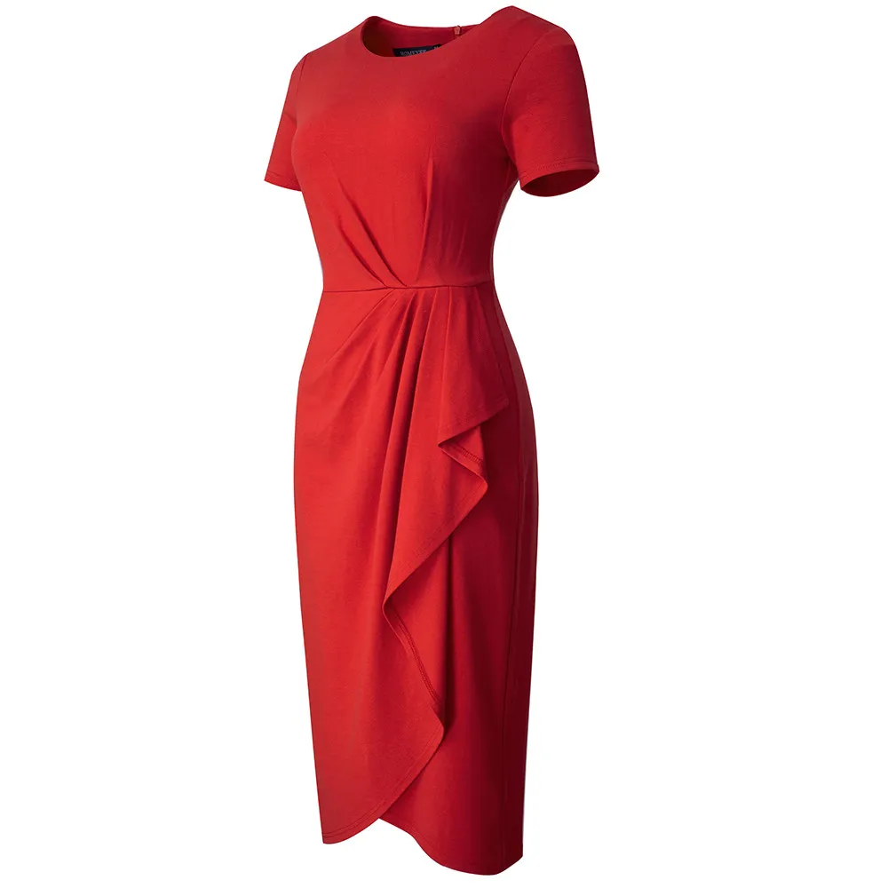 Women'S Boutique Chic Elegant Round Neck Fashion Career Bodycon Dress - Image 6