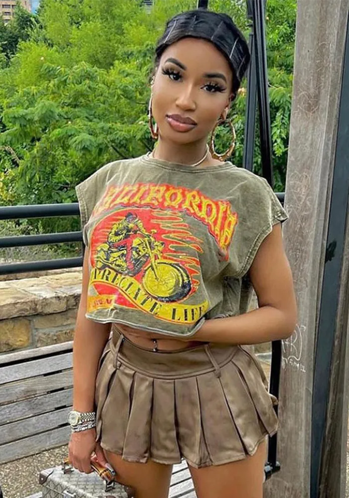 Women Sleeveless Printed Loose Tank Top - Image 5