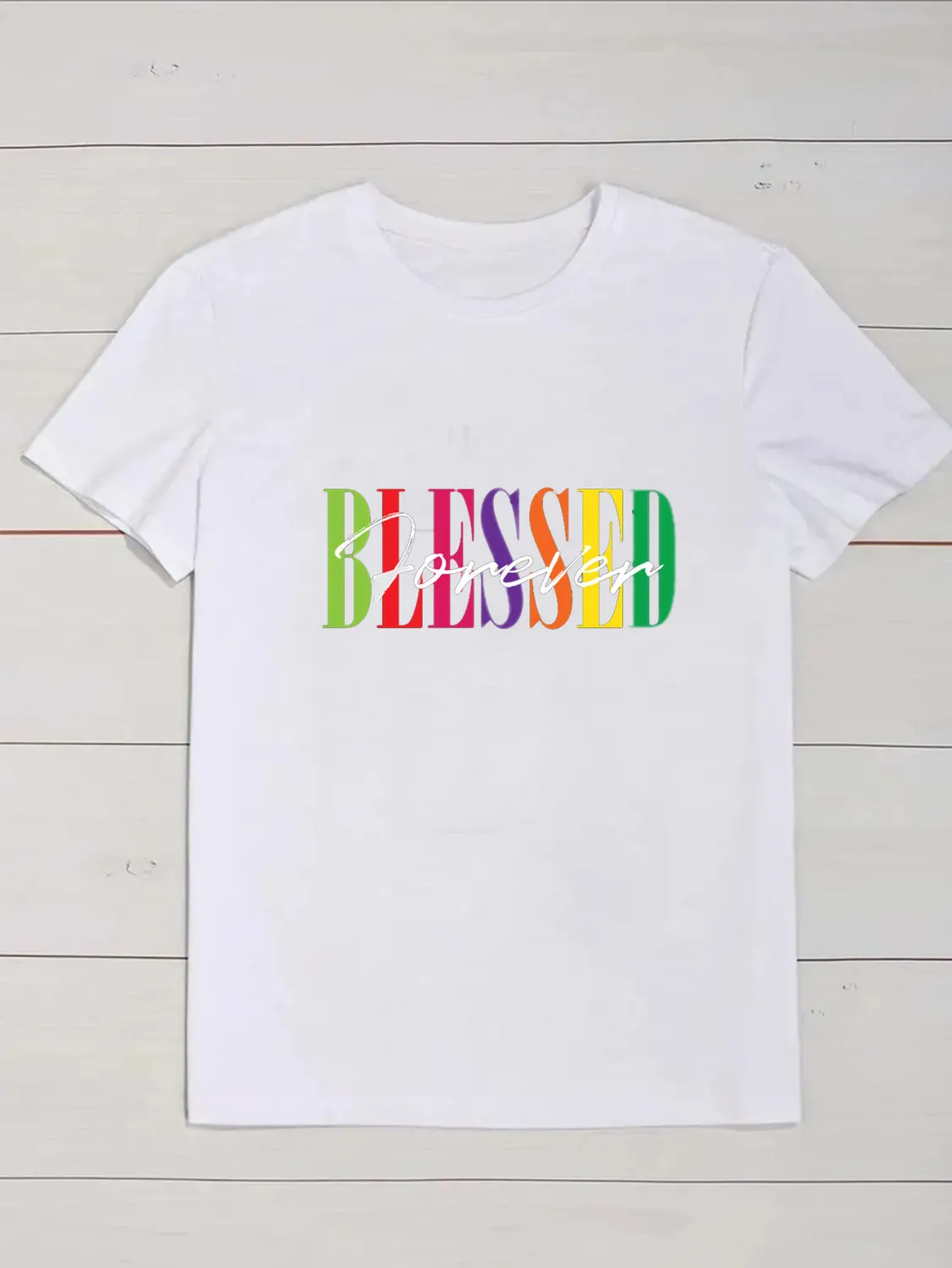 Women's Casual Style Short Sleeve Top Letter Print T-Shirt - Image 5