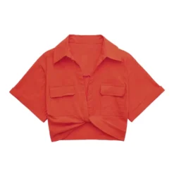 Summer Stretch Linen Blend Multicolor Short Shirt For Women