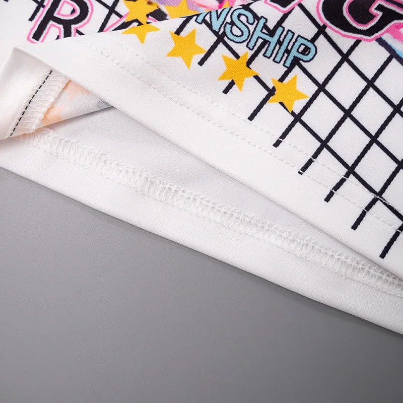 Women Summer Color Contrast Print T-shirt Top - Image 2