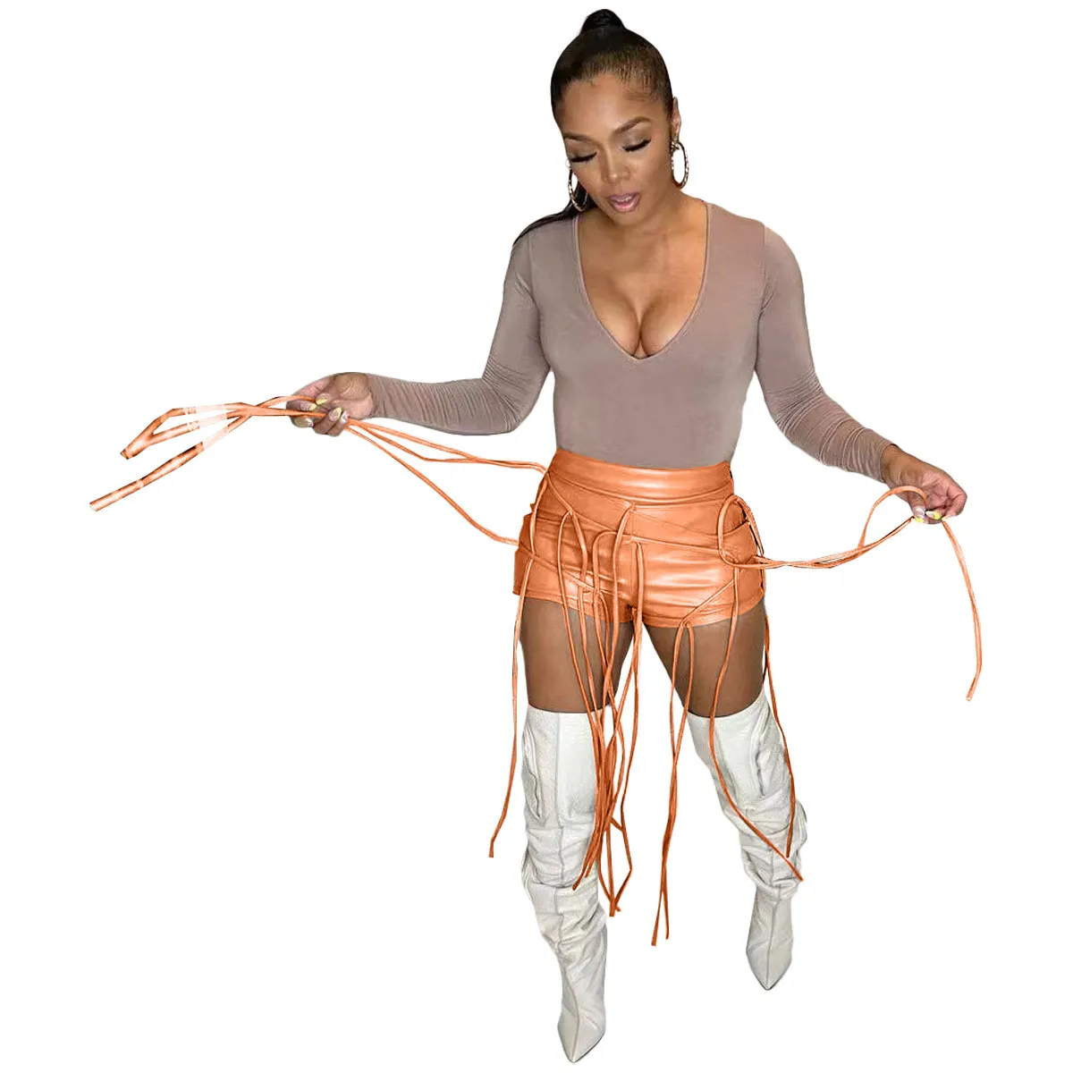 Ladies' Fashion Summer Leather Casual Style Shorts - Image 7