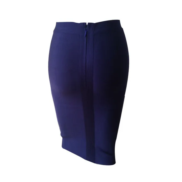 Ladies Fashion Elegant Solid Color Knee Length High Waist Elastic Bodycon Skirt - Image 11