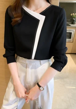 Ladies Shirt Early Autumn Plus Size Loose Long Sleeve Chiffon Shirt Professional Top