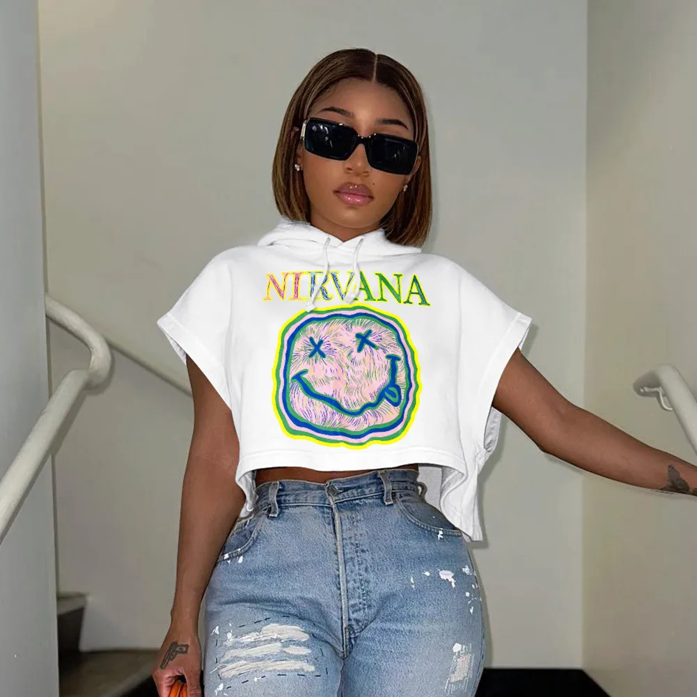 Women Summer Printed Short Sleeve Hooded T-Shirt - Image 4