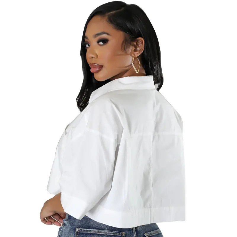 Spring Summer Fashion Casual Short Sleeve Women's Loose Shirt - Image 9