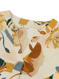 Summer Women's Fashion Print Casual V Neck Tie Short Sleeve Top