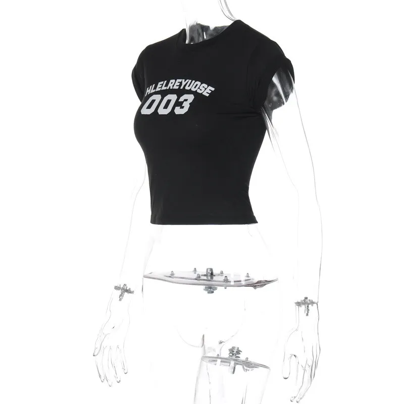 Women Spring Sleeveless Letter Print Crop T-Shirt Top - Image 13