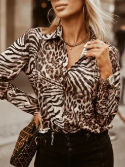 Shirt Chic Elegant Spring Autumn Long Sleeve Bdigital Printed Shirt For Women