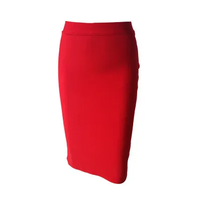 Ladies Fashion Elegant Solid Color Knee Length High Waist Elastic Bodycon Skirt