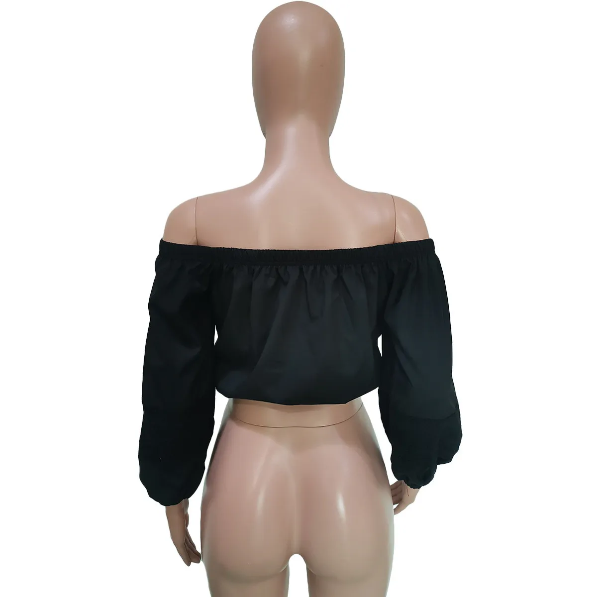 Women's Autumn Solid Lace Off Shoulder Top (Top Only) - Image 9