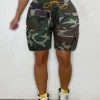 Ladies' Fashion Camo Denim Multi Pocket Cargo Shorts Casual Pant