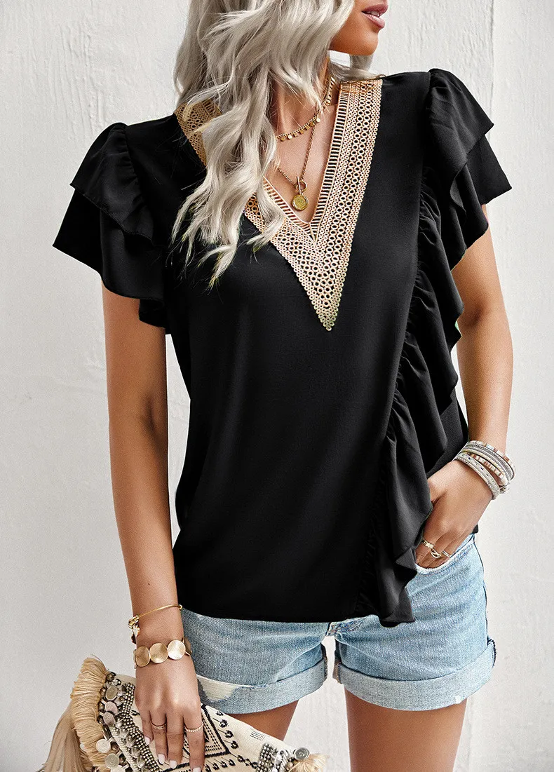Ladies Short Sleeve Ruffle Top - Image 3