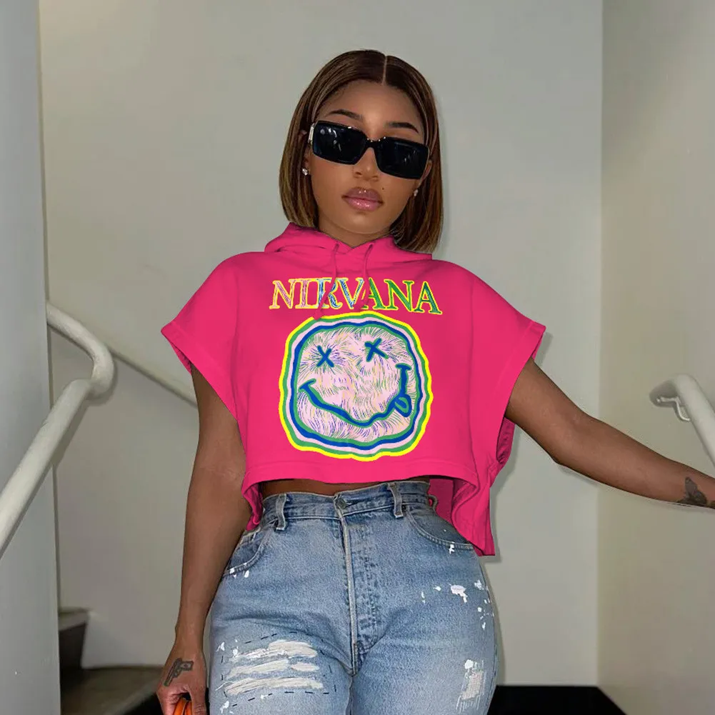 Women Summer Printed Short Sleeve Hooded T-Shirt - Image 8